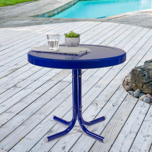 Outdoor Retro Tulip Side Table Blue