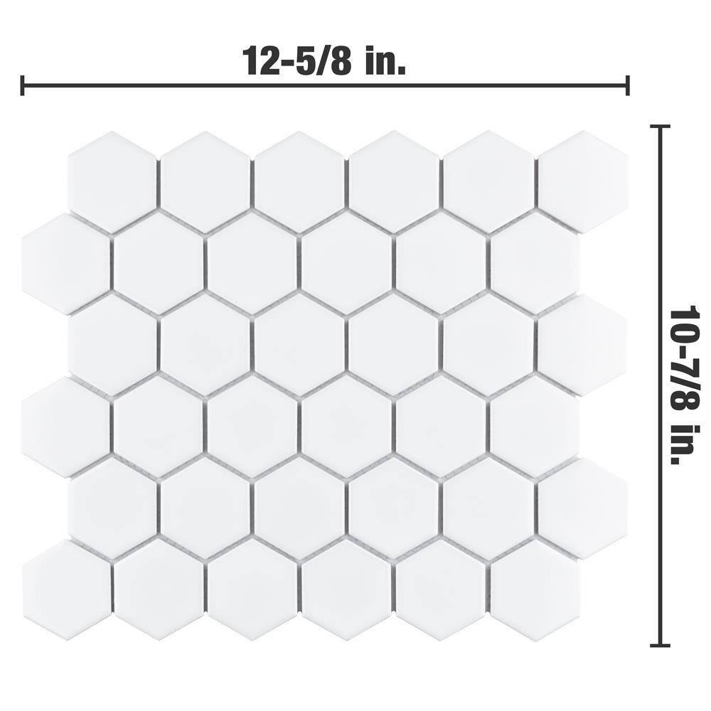 Merola Tile Metro 2 in. Hex White Porcelain Mosaic Tile (10.0 sq. ft.Case) FXLM2HGW