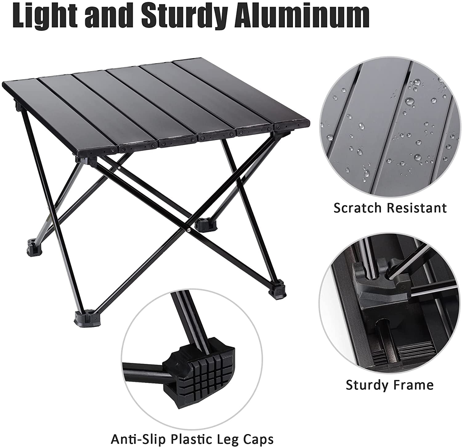 Portable Camping Table， Lightweight Folding Table with Aluminum Table Top and Carry Bag， Easy to Carry， Perfect for Outdoor，Travel， Picnic