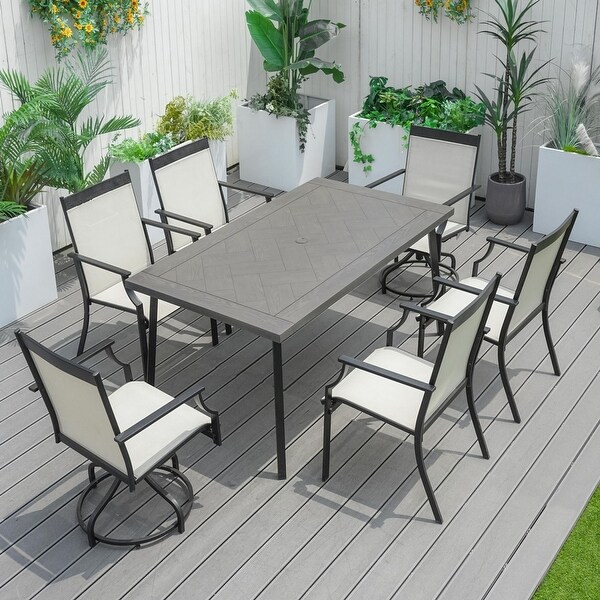 Outdoor 7Piece Iron Rattan Dining Set (You can choose one set or a single piece)