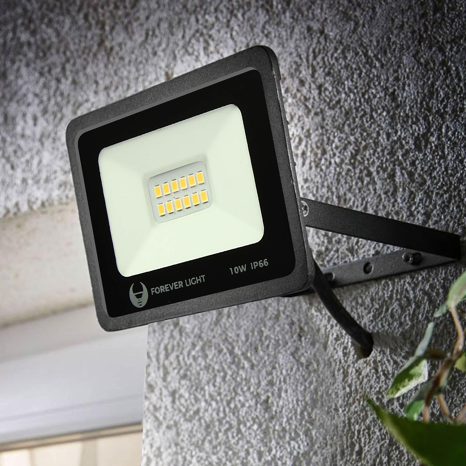 LED Floodlight 10W with White Light 4500K IP66 Waterproof Black