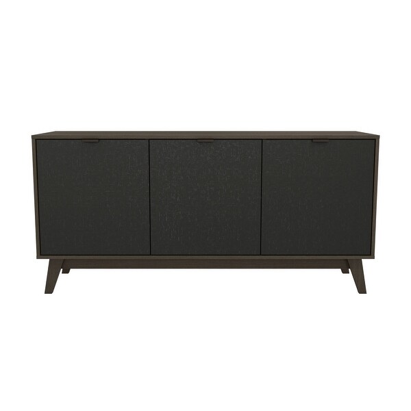 3 Door Sideboard-59 in. Wide in Brown/Black Finish， for Storage- 59 in.W x 28.3 in.H x 17.7 in.D