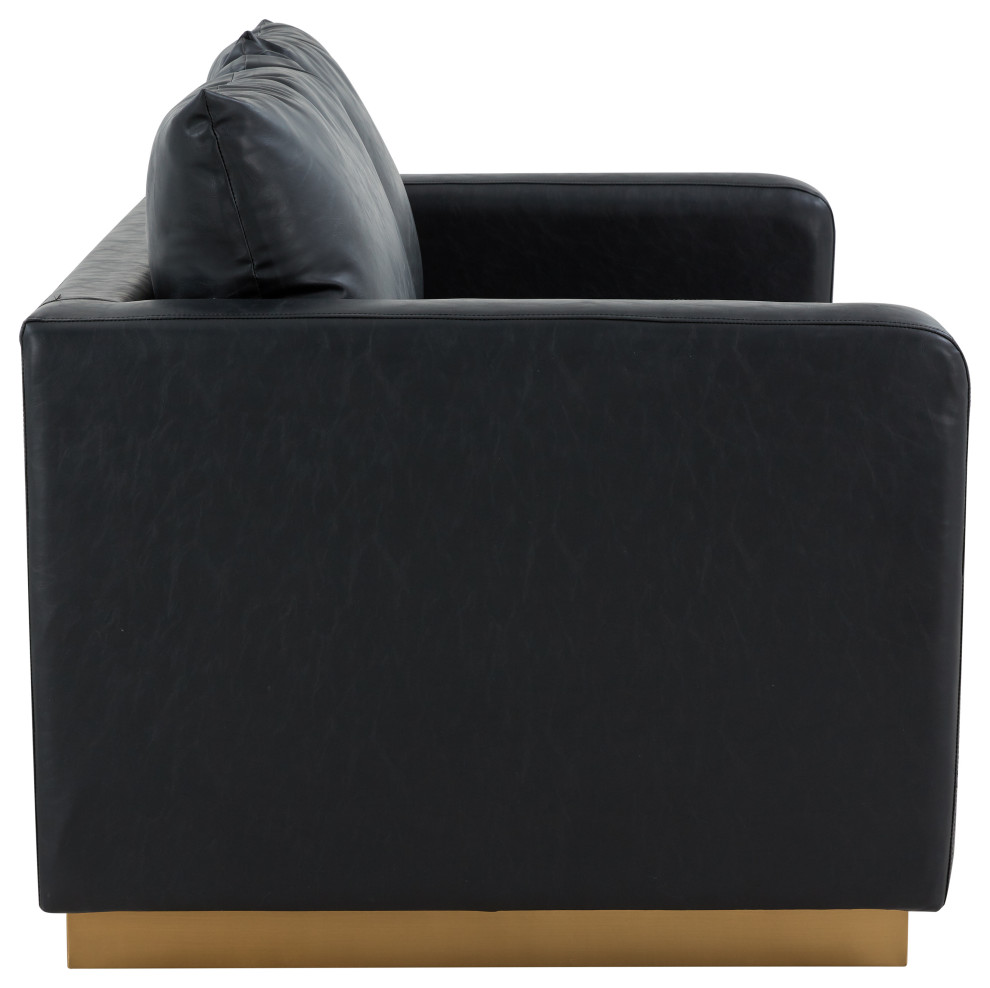 LeisureMod Nervo Modern Leather Loveseat With Gold Base   Midcentury   Loveseats   by LeisureMod  Houzz