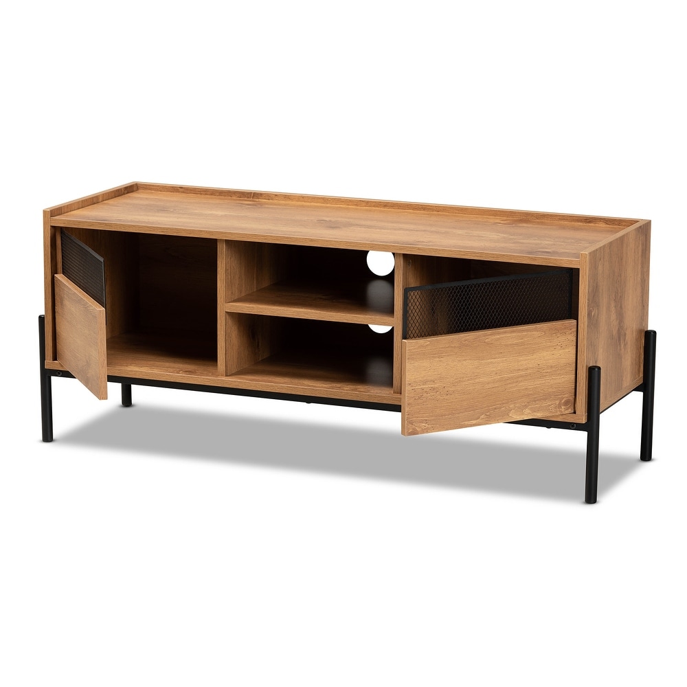 Tasman Modern   Industrial Natural Brown 2 Door TV Stand