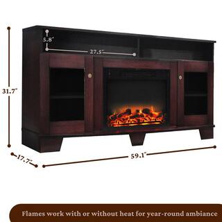 Cambridge Savona 59 in. Electric Fireplace in Mahogany with Entertainment Stand and Enhanced Log Display CAM6022-1MAHLG2