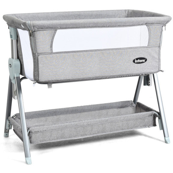 Costway 13042568 Adjustable Baby Bedside Crib with...