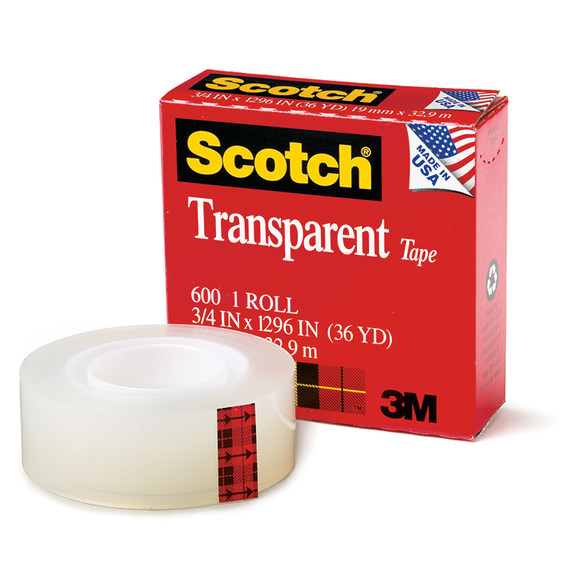 3M MMM600341296 Tape Transparent Film 3/4 X 1296