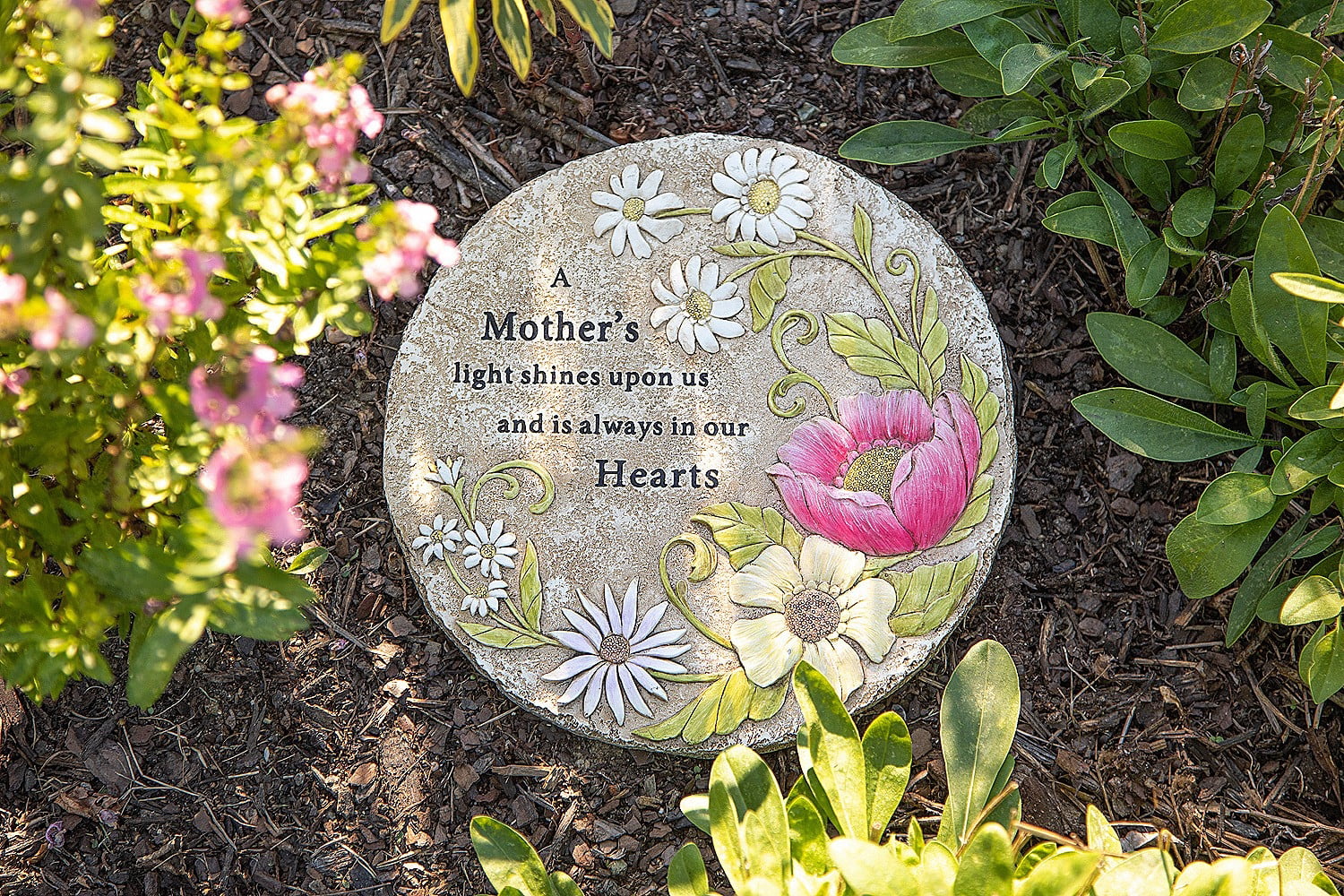 Evergreen 10"  A Mother's Light Memorial Stepping Stone, Indoor and Outdoor Decor for Home, Lawn and Garden