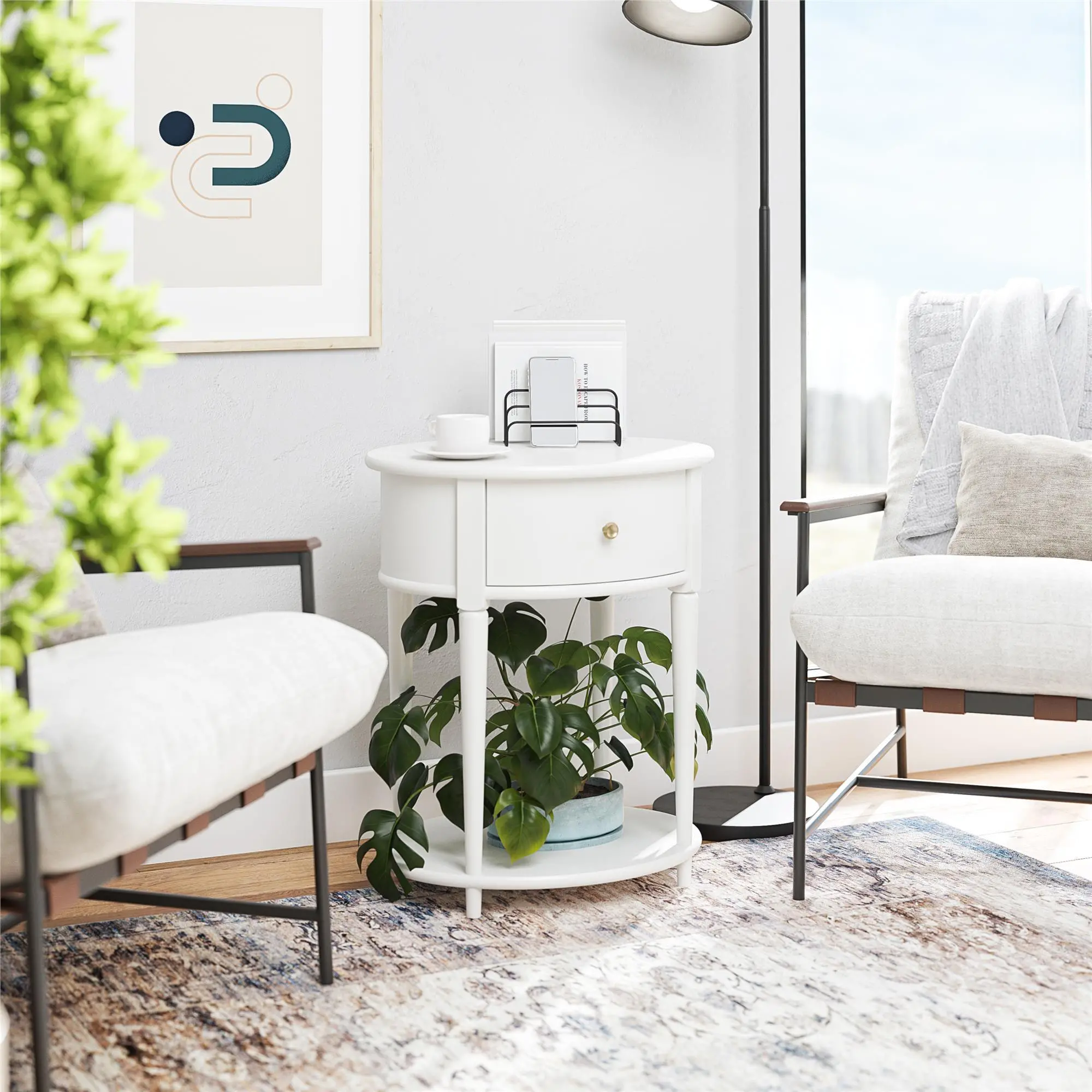 Aurora White End Table