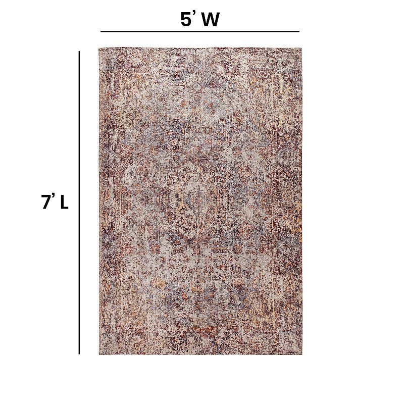 Merrick Lane 5' x 7' Distressed Old English Style Artisan Traditional Rug in Red