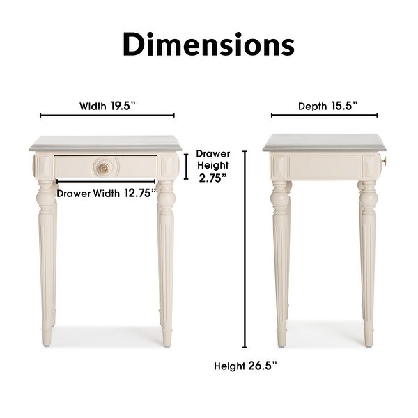 ClickDecor Amos Side Table with Drawer， Cream/Gray