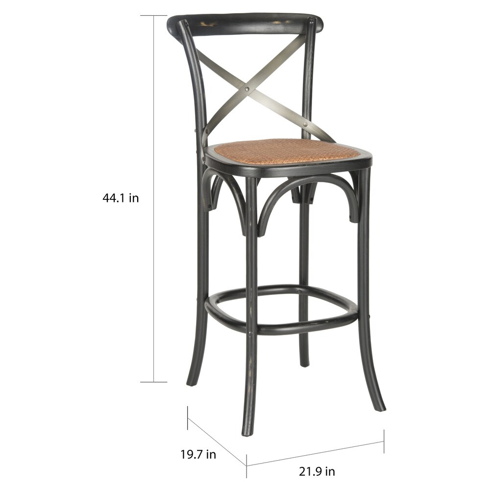 SAFAVIEH 30 inch Eleanor X Back Black Bar Stool