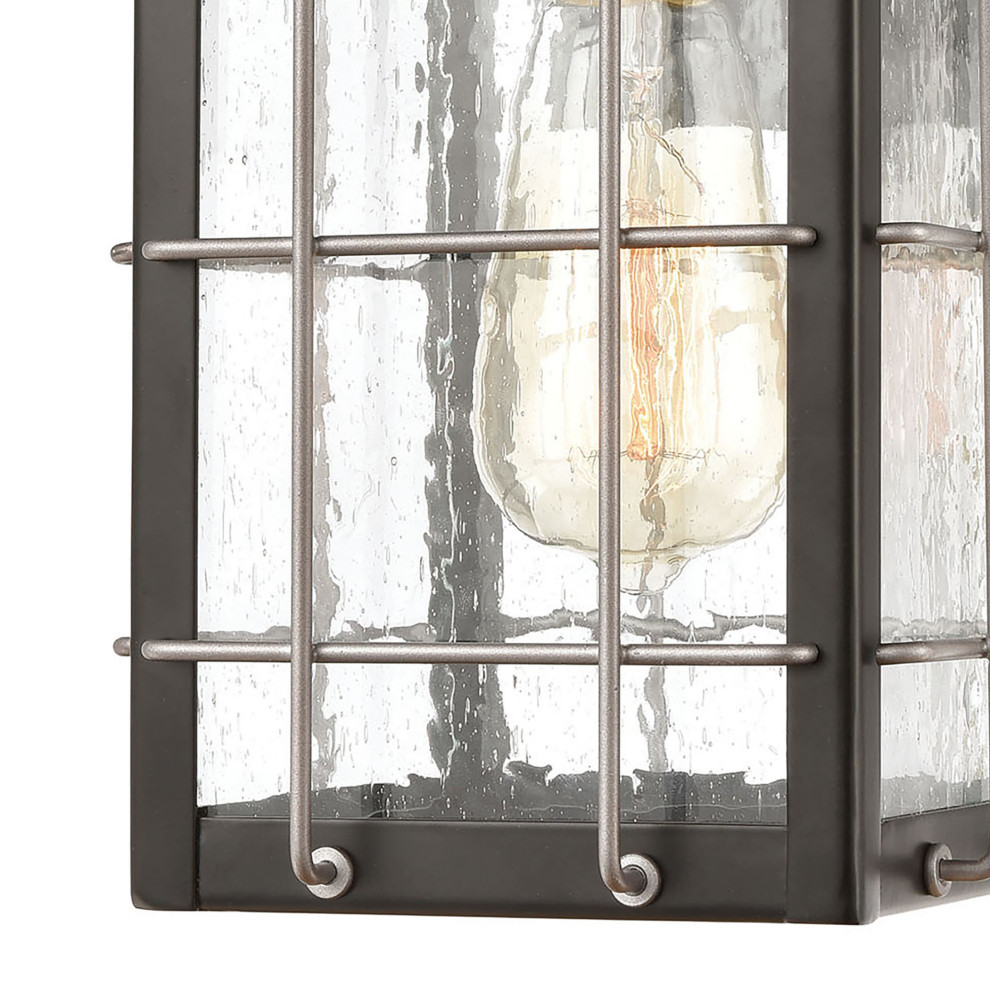 Brewster 1 Light Sconce  Matte Black With Seedy Glass   Industrial   Outdoor Wall Lights And Sconces   by ELK Group International  Houzz