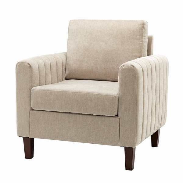 Ganymedes Upholstered Accent Club Chair with Wood Legs by HULALA HOME