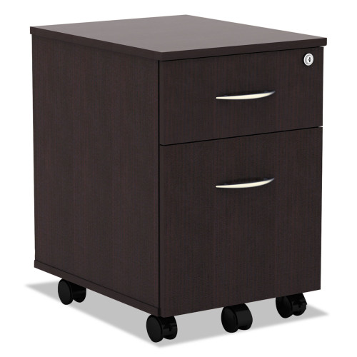 Alera Valencia Series Mobile Pedestal， Left or Right， 2-Drawers: Box/File， Legal/Letter， Espresso， 15.88