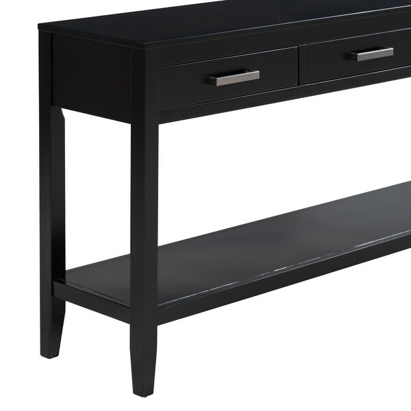 3-Drawer Console Table with 1 Shelf， Classic Entrance Storage Display Table for Entryway， Living Room， Hallway