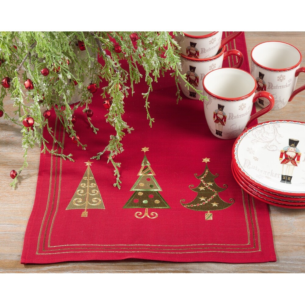 Table Runner with Embroidered Christmas Tree