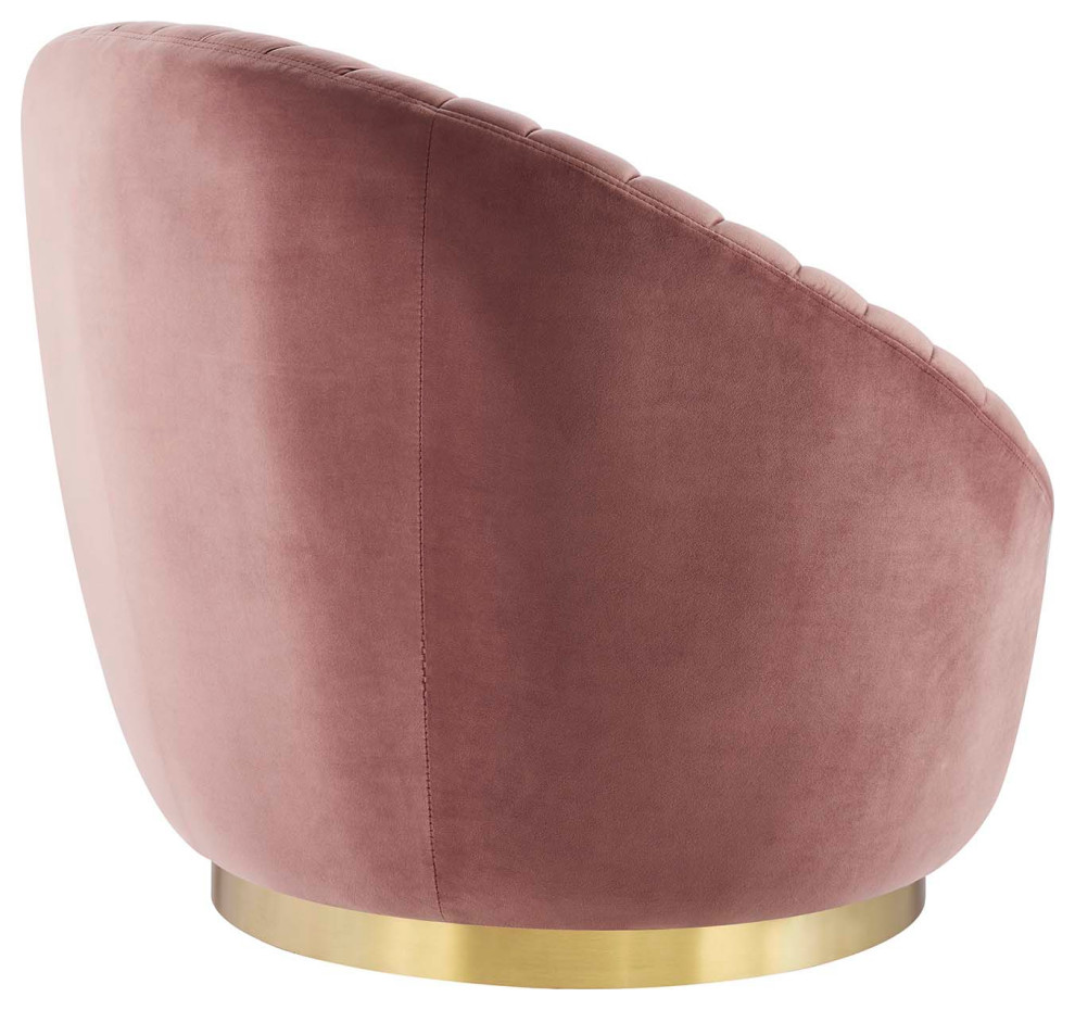 Whirr Tufted Performance Velvet Performance Velvet Swivel Chair  Gold Dusty Rose   Contemporary   Armchairs And Accent Chairs   by Homesquare  Houzz