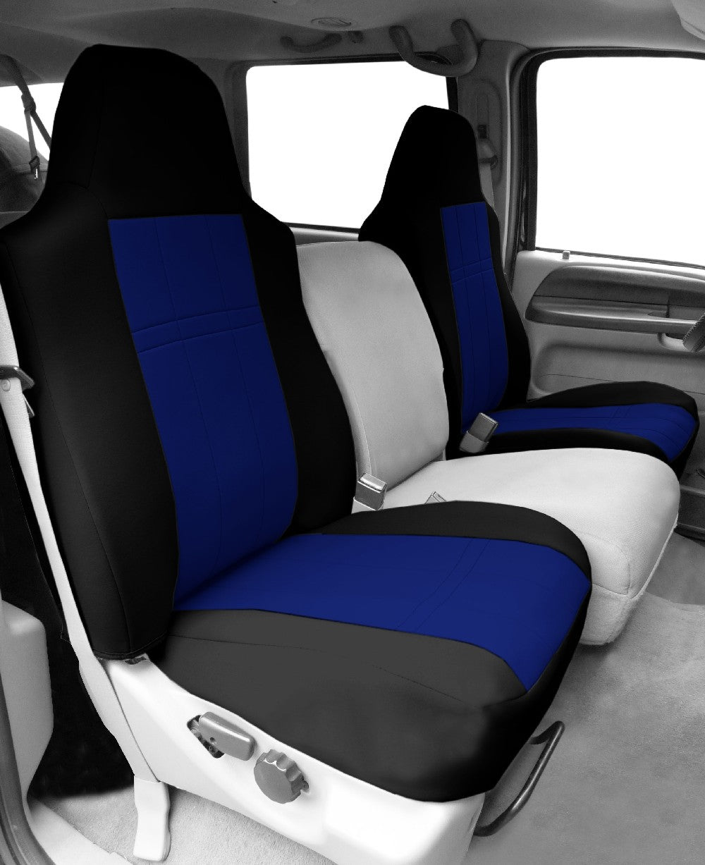 CalTrend Front Neo Seat Covers for 1987-1995 Jeep Wrangler - JP129-04NN Blue Insert with Black Trim