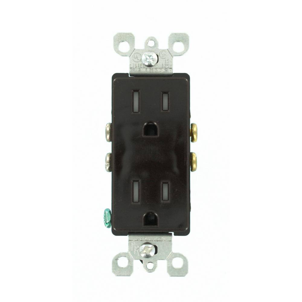 Leviton Decora 15 Amp Tamper Resistant Duplex Outlet Brown R50-T5325-0D0