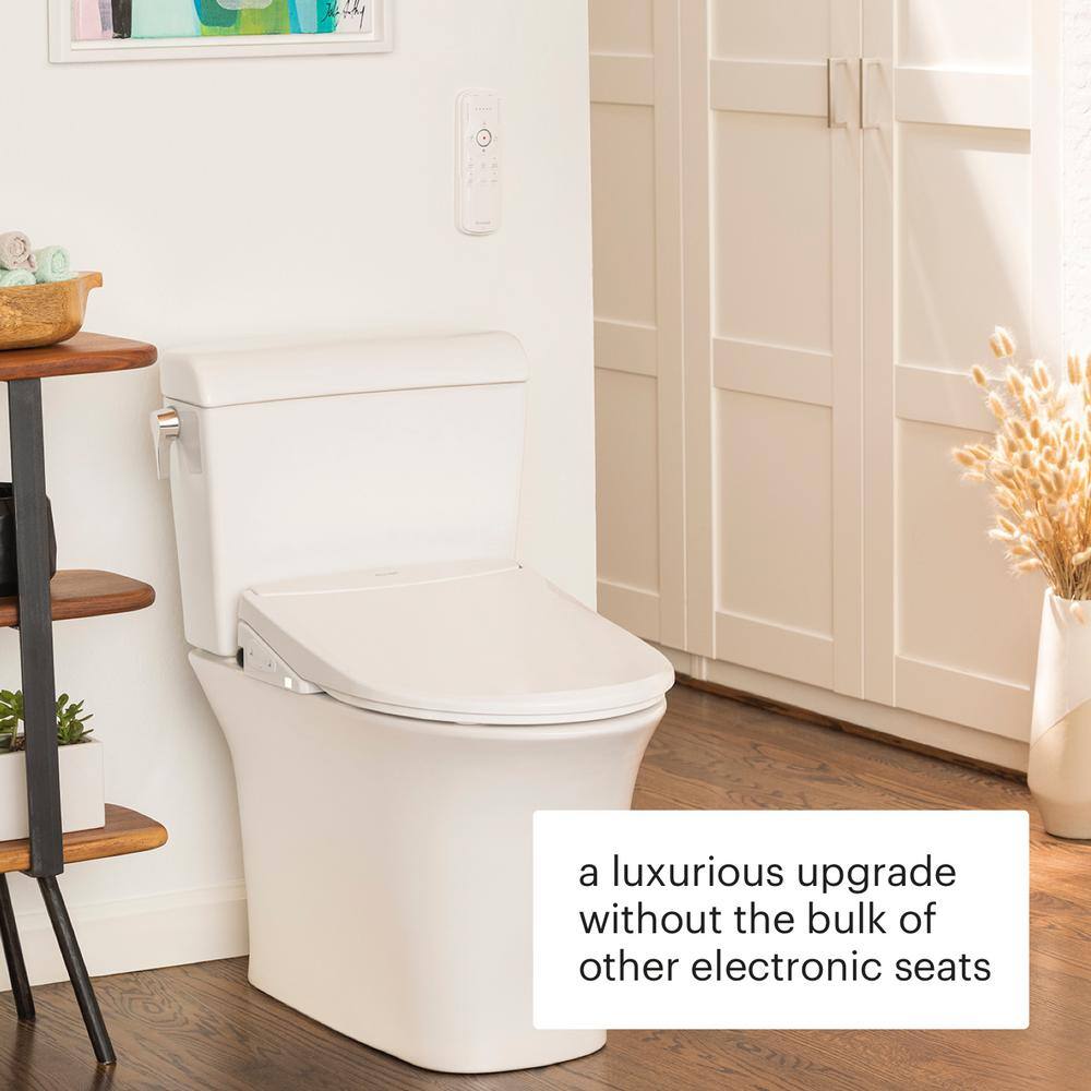 Brondell Swash Thinline T44 Luxury Electric Remote Controlled Bidet Seat for Round Toilets in White T44-RW