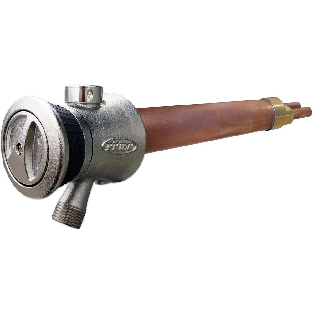 Prier Products 8 in. Single Handle Hot and Cold Mixing Hydrant Satin Nickel 12 in. Plain Copper Ends P-118L08