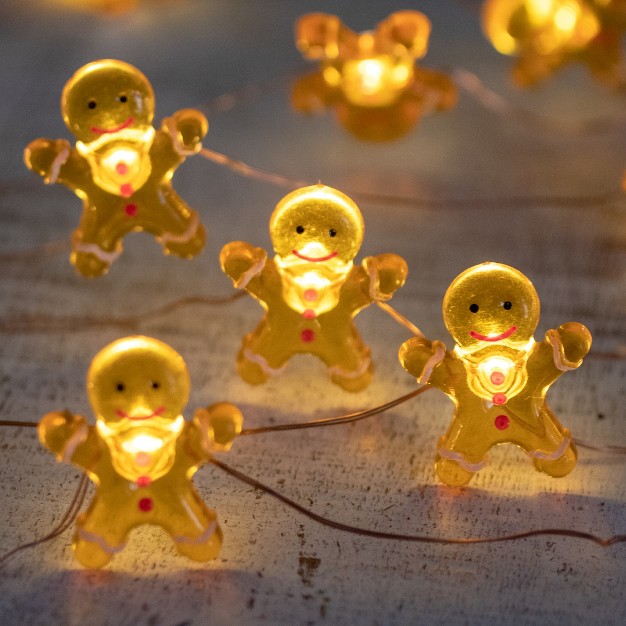 Northlight 20 count Led Mini Gingerbread Men Christmas Fairy Lights 6 5 Ft Silver Wire