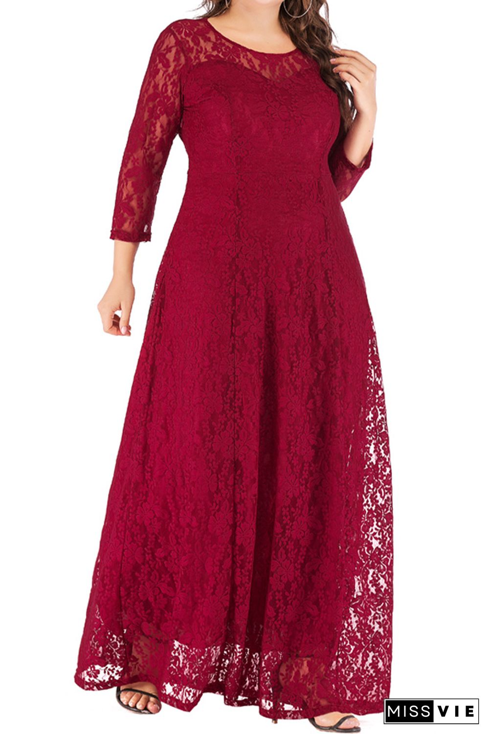 Plus Size Long Maxi Lace Dress