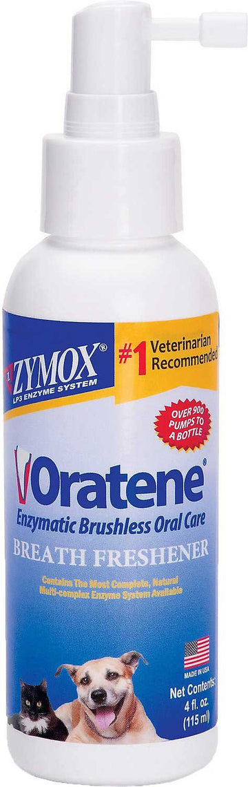 Oratene Enzymatic Brushless Oral Care Dog and Cat Breath Freshener， 4-oz andndash; Pet Empire and Supplies