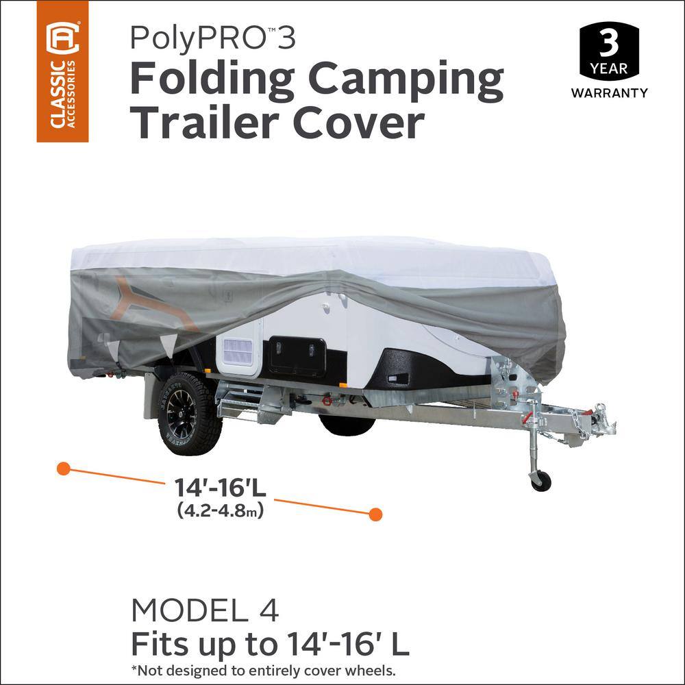 Classic Accessories PolyPro3 14 to 16 ft. Folding Camping Trailer Cover 80-041-173106-00