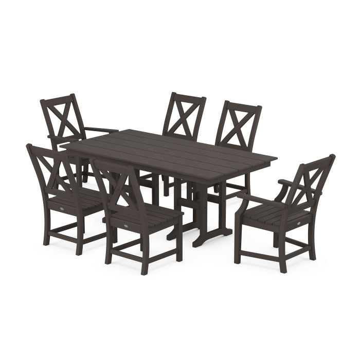 Polywood Braxton 7-Piece Farmhouse Dining Set in Vintage Finish PWS1170-1-V