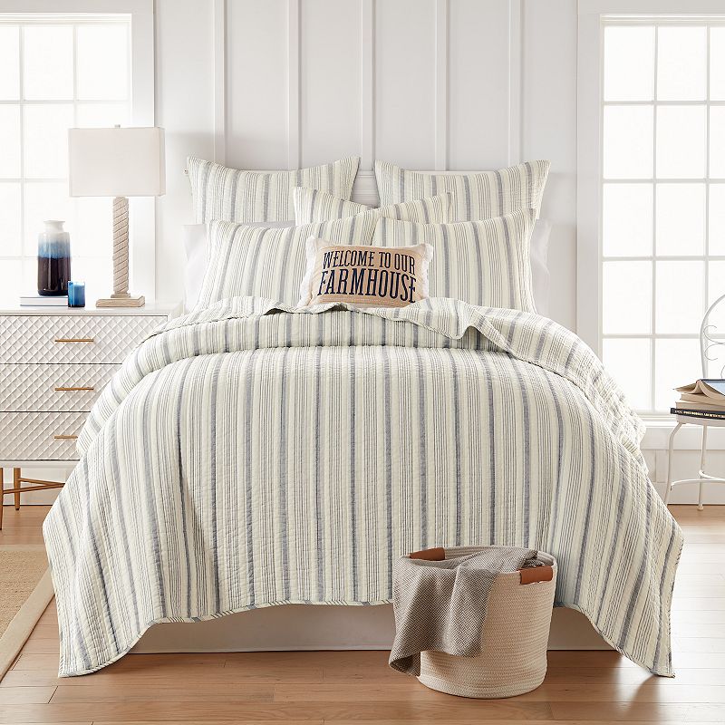 Levtex Home Rochelle Stripe Gray Quilt Set with Shams