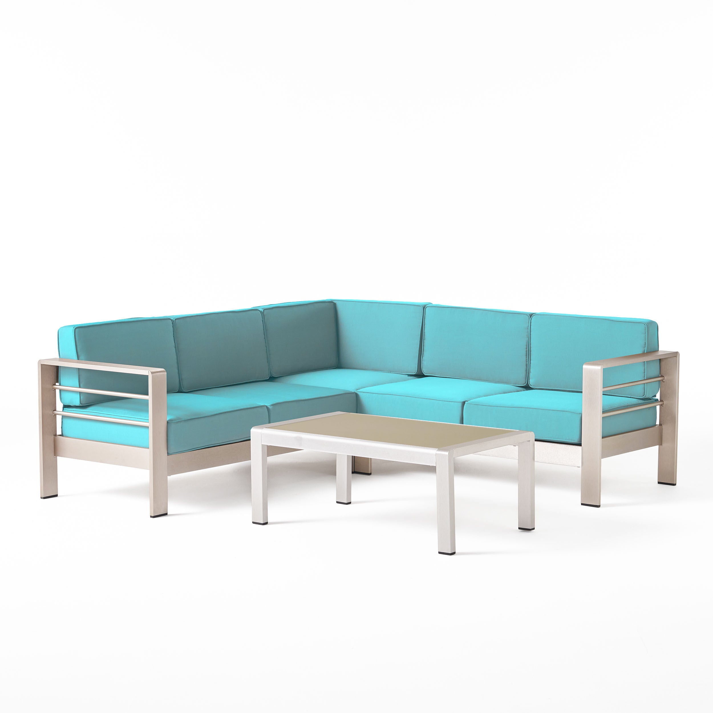 Edward Coral Outdoor Aluminum 5 Seater Sectional Sofa Set