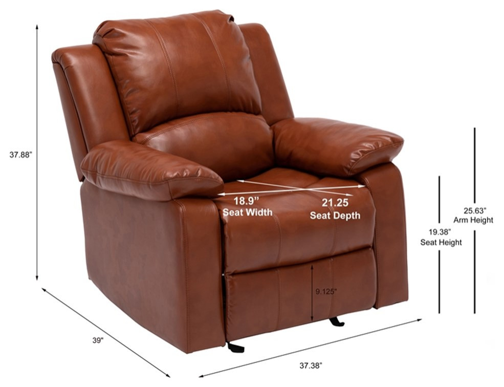 Home Square Faux Leather Glider Rocker Recliner in Caramel   Set of 2   Contemporary   Recliner Chairs   by Homesquare  Houzz