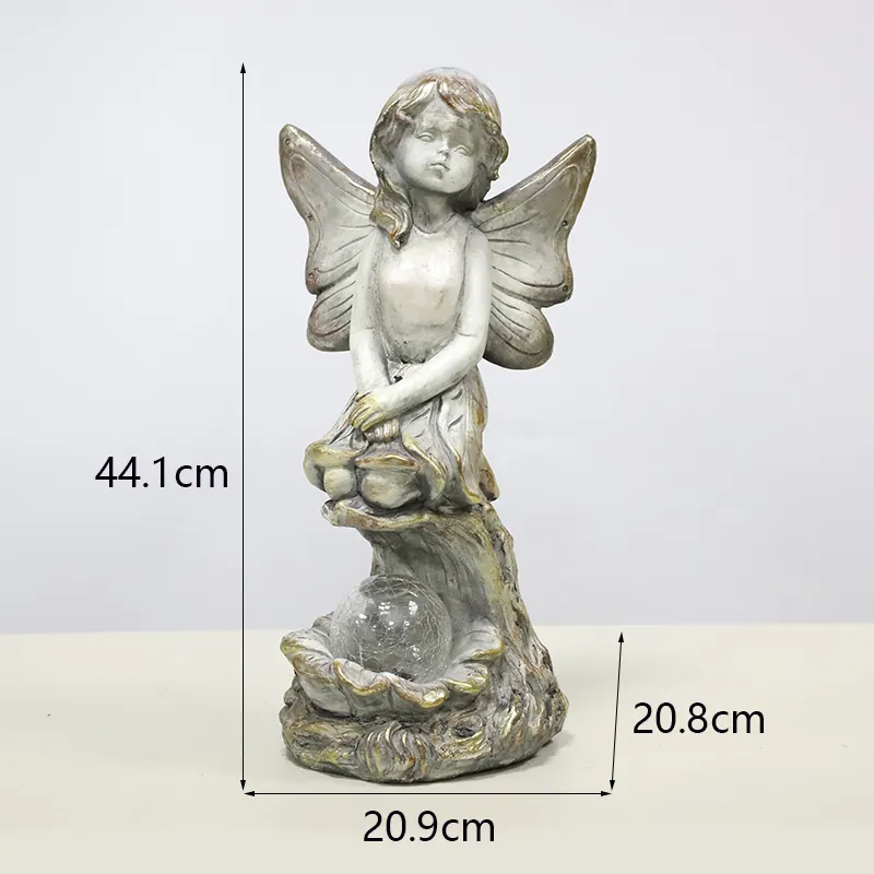 Redeco New Arrival Angel Decor Magnesia Crafts LED Solar Fashion Angel Magnesium Oxide Magnesium Oxide Crafts Garden Decor