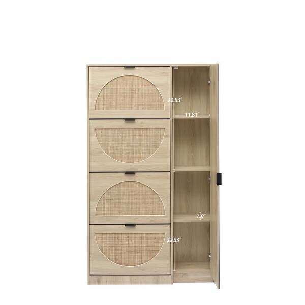 Shoe Cabinet Shoe Rack Storage Organizer with 4 Filp Drawers， Mirror and Storage Shelves - - 36967097