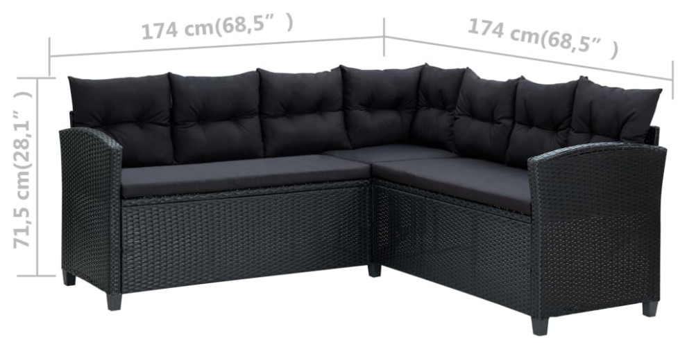 vidaXL Patio Lounge Set Outdoor Sectional Sofa Set 6 Piece Poly Rattan Gray   Tropical   Outdoor Dining Sets   by vidaXL LLC  Houzz