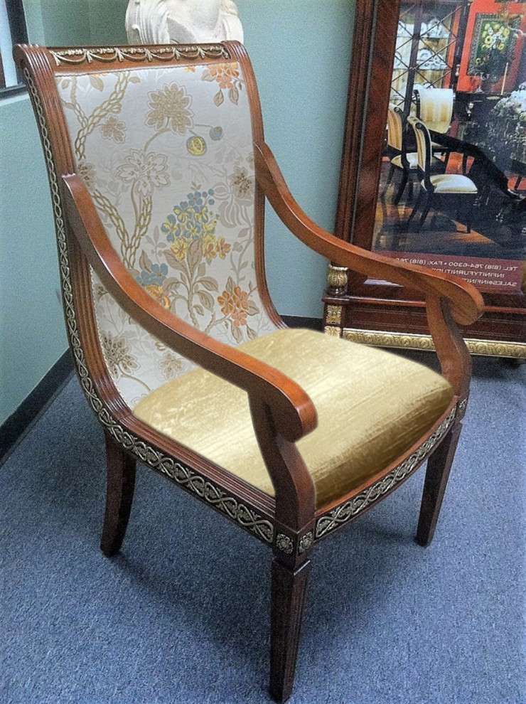 Naeem Cotton Armchair With Floral Fabric   Traditional   Dining Chairs   by Infinity Furniture  Houzz