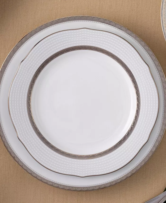 Noritake Charlotta Platinum 4 Piece 9'' Scalloped Accent Plates Set Service for 4