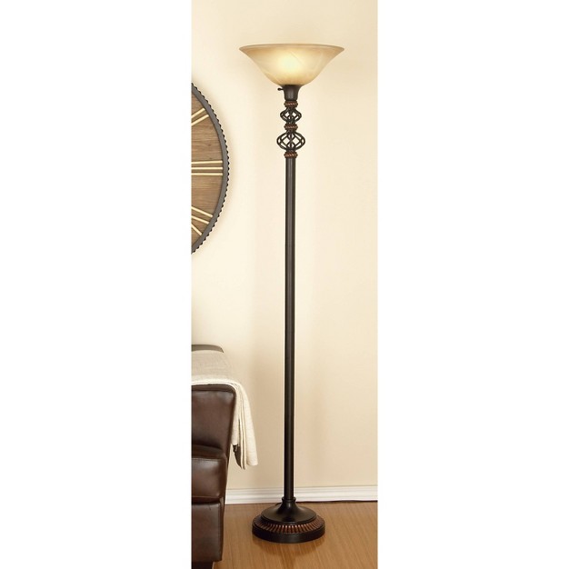 Metal Floor Lamp Torchiere Black Olivia amp May