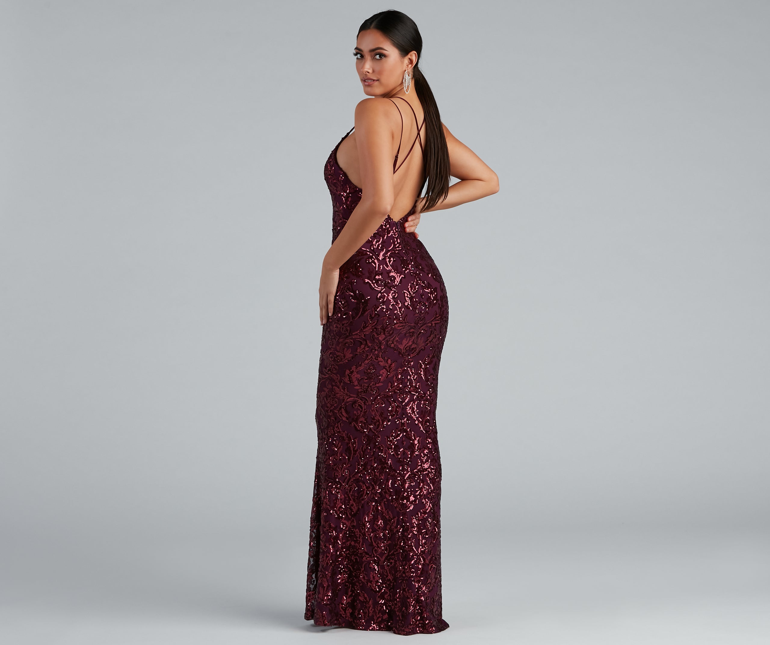 Gwendolyn Cross-Back Sequin Dress