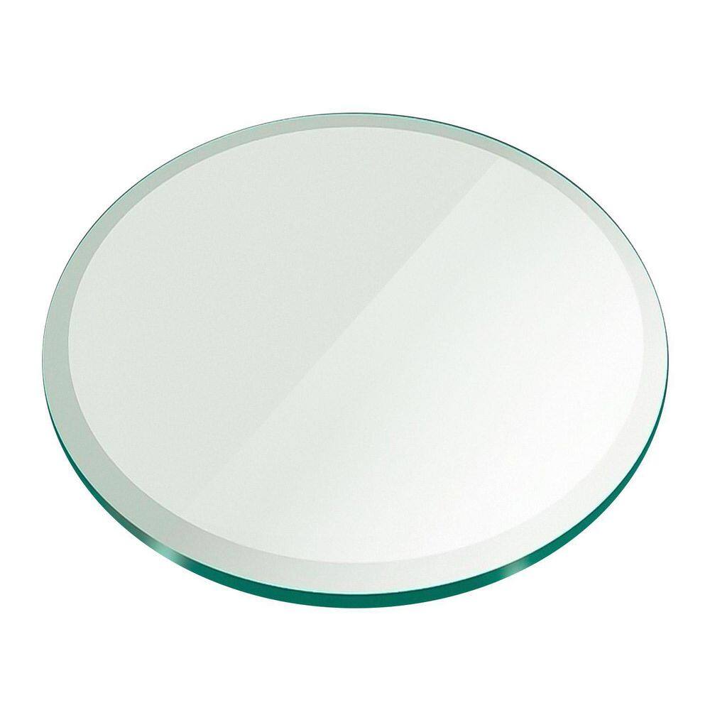 Fab Glass and Mirror 38 in. Clear Round Glass Table Top 12 in. Thickness Tempered Beveled Edge Polished 38RT12THBEAN