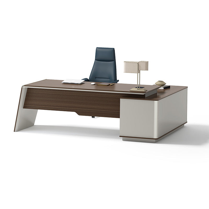 ANDERS Executive Desk Reversible Return 2.4M - Australian Gold Oak & Beige