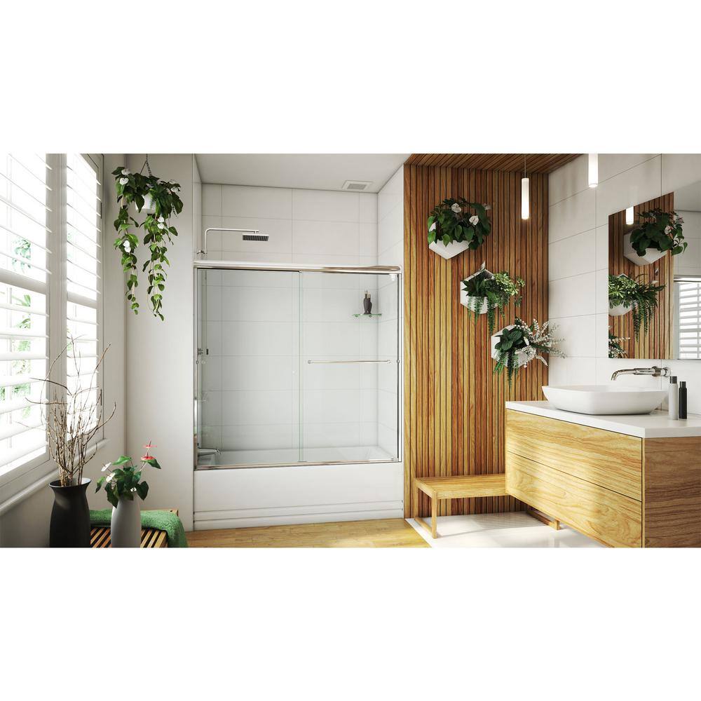 DreamLine Alliance Pro LT 56-60 in. x 57 38 in. Semi-Frameless Sliding Tub Door in Chrome Finish TDAT60W570VXX01