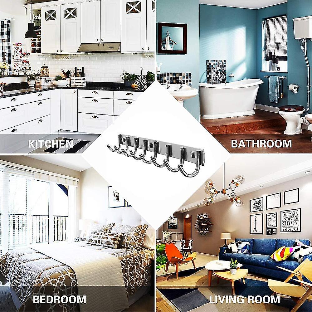 Bar With 6/8 Hooks Made Of Stainless Steel Bathrobe Hooks Wall-mounted Coat Rack Multipurpose Hooks For Bathroom， Kitchen， Hallway And Bedroom Inside