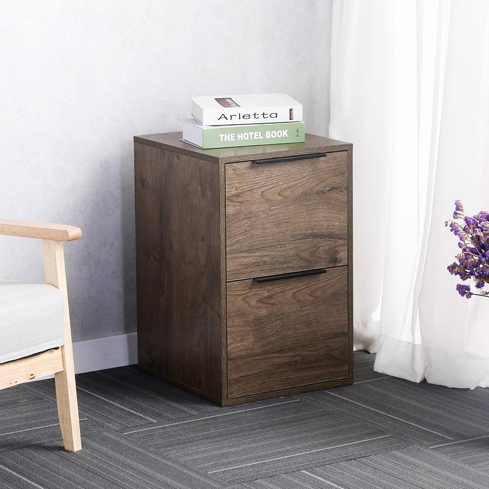 Double drawer wooden filing cabinet(brown) Brown8792