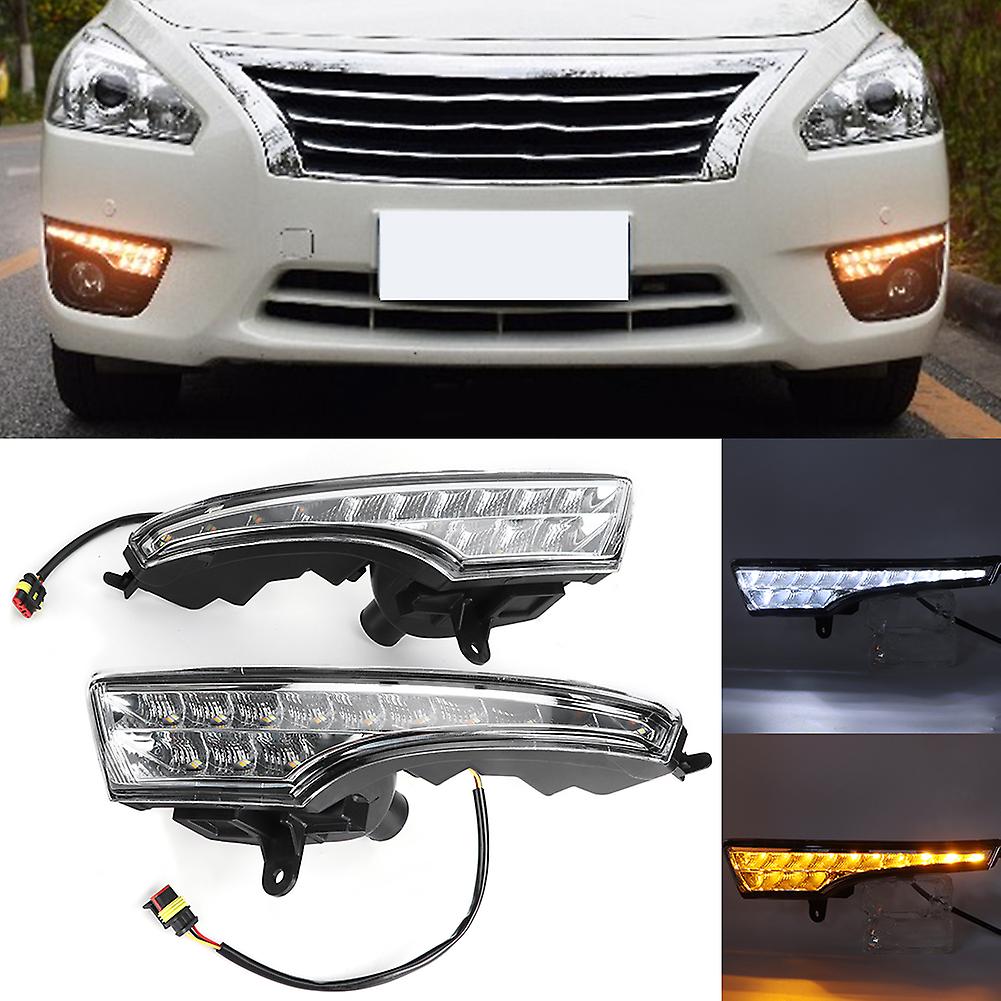 2pcs Led Daytime Running Light Turn Signal Lamp Dual Colors Fit For Nissan Altima 13-15