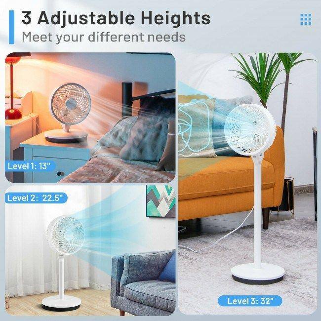 Aoibox 9 Inch 3 Speed Pedestal Fan in White with Remote Control Timer Adjustable Height 85Oscillation 90Head Rotation SNSA05FN006