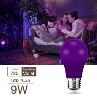 YANSUN 60-Watt Equivalent 9-Watt A19 E26 Base Non-Dimmable Violet LED Colored Light Bulb 9000K (24-Pack) H-HE004VW9E26-24