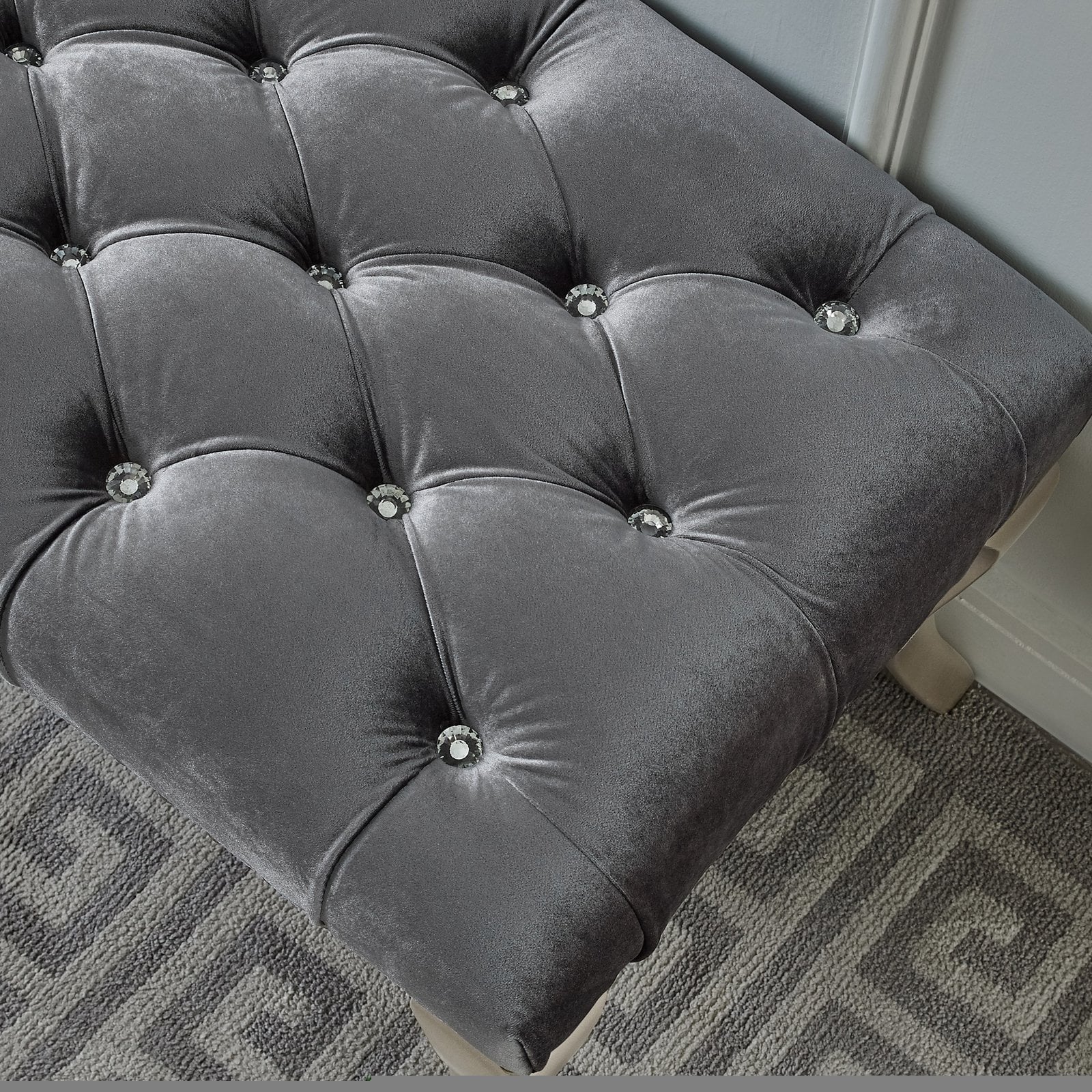 Roundhill Furniture Maxem Tufted & Upholstered Bench, Gray